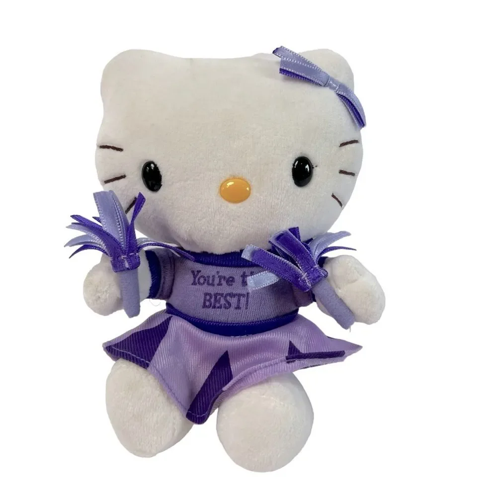 Sanrio Hello Kitty Nakajima Plush With Pom Poms Purple Cheerleader 7” 2004